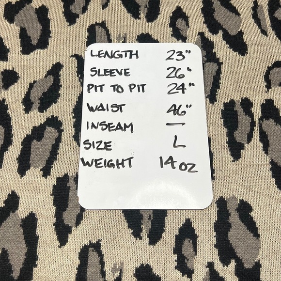 Anthropologie FATE Leopard Print Distressed Knit Sweater Long Sleeve Large - Picture 8 of 8